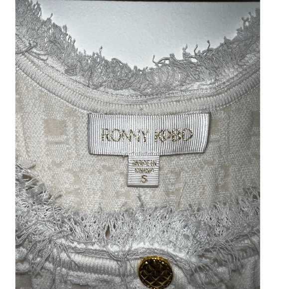 Gently used Ronny Kobo tweed A-line dress in cream. Size 2 - Picture 3 of 5